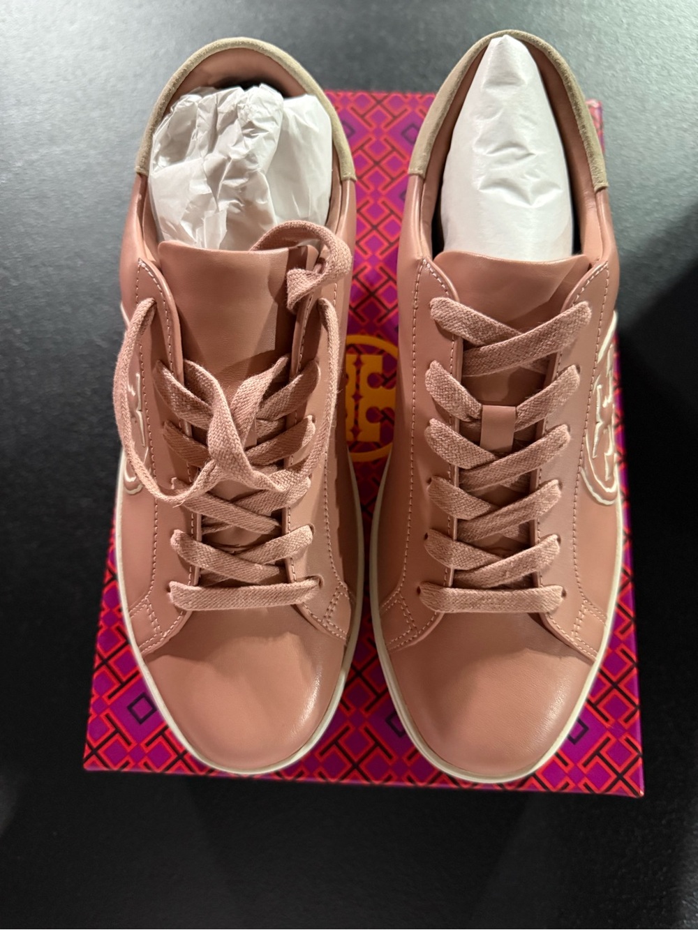 Tory Burch Pink Moon Leather Low-Top Sneakers